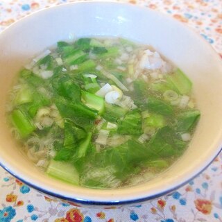 手羽元と小松菜のネギ味噌スープ